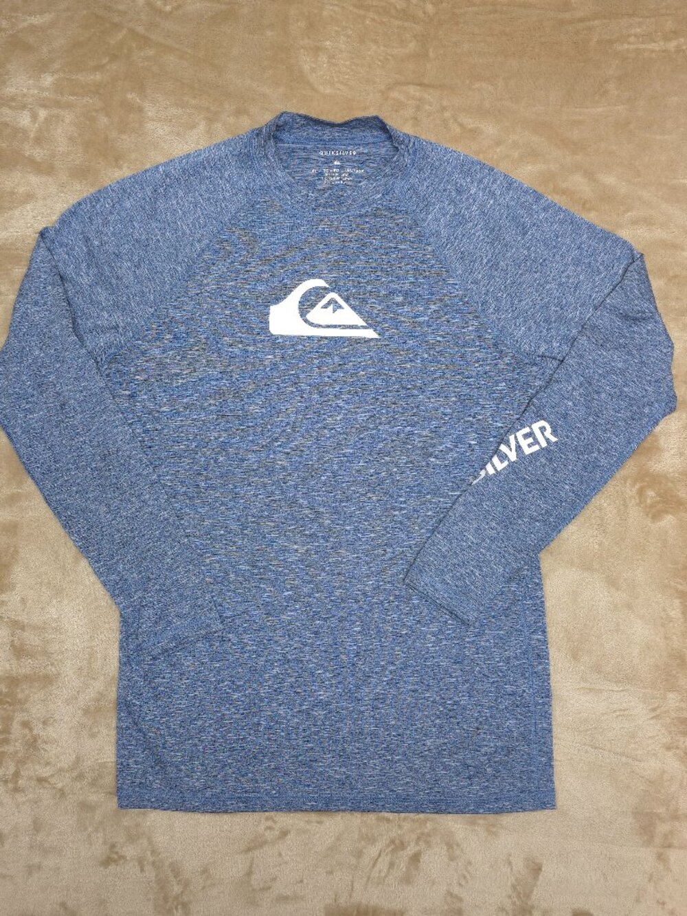 Quiksilver All Time Men's XL Blue Long Sleeve Surf Swim Rash Guard - Runs Small